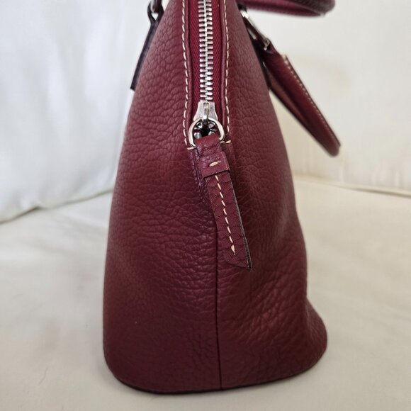 Dooney & Bourke Pebble Grain Zip Zip Satchel Burgundy Wine Leather Crossbody Sho - Picture 6 of 8